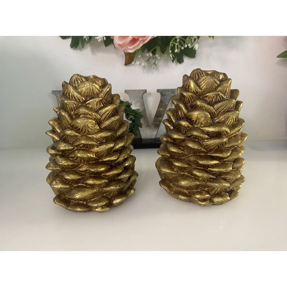 Vintage Otagiri 1996 Enesco Pinecone Taper Candle Holders Set of 2 Ceramic 5